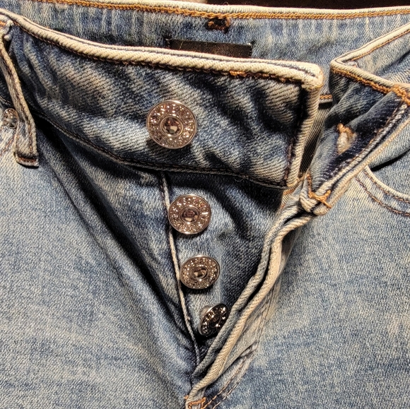 Express Mid Rise Boyfriend Size 8R Distressed Denim Jeans - Picture 3 of 4